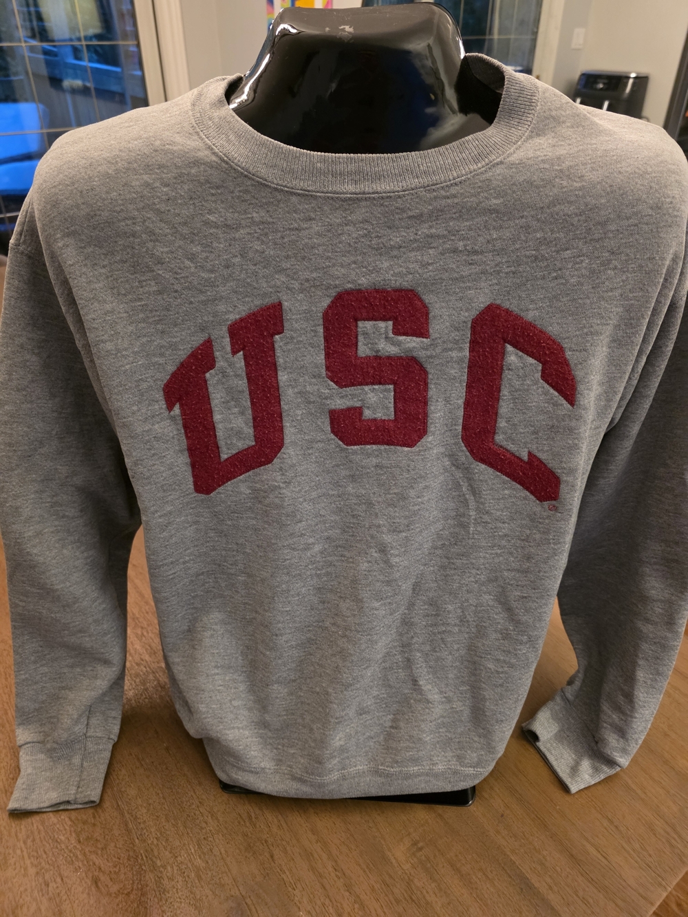 Gray Crewneck JANSPORT USC Sweatshirt with Red Lettering - Mens L
